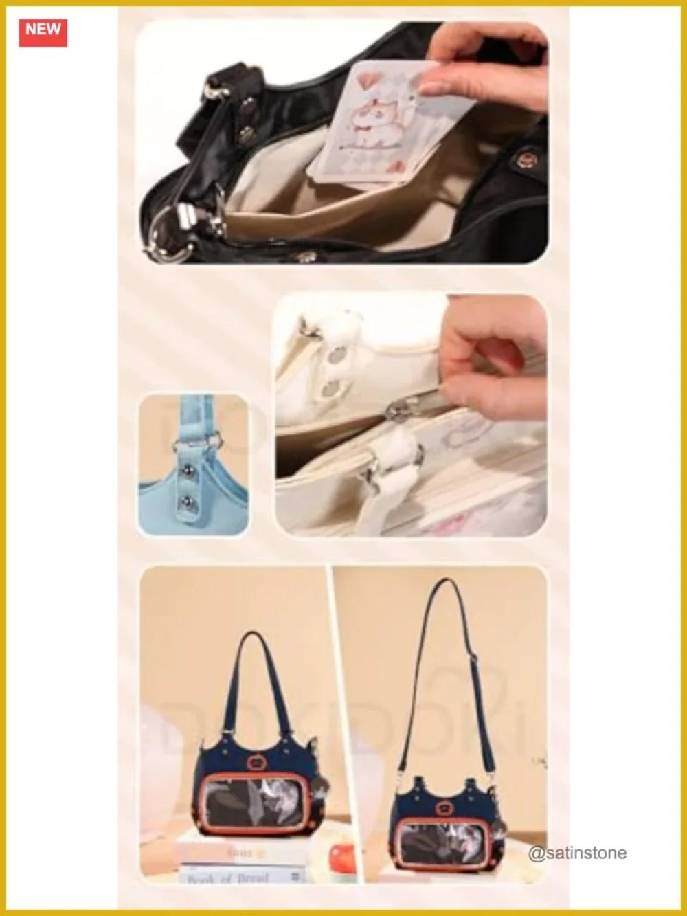 Cosplay Itabag with Crossbody Strap, Waterproof Fabric, Pin Board Display Bag